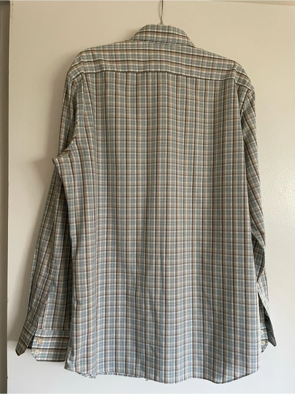 Banana Republic Men's Plaid Button-Down Shirt - Light Blue & Tan